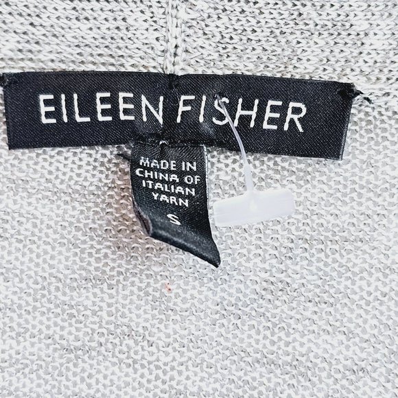 Eileen Fisher Gray Asymmetrical Open Front Italian Yarn Linen Cardigan, Sz S - Picture 4 of 8
